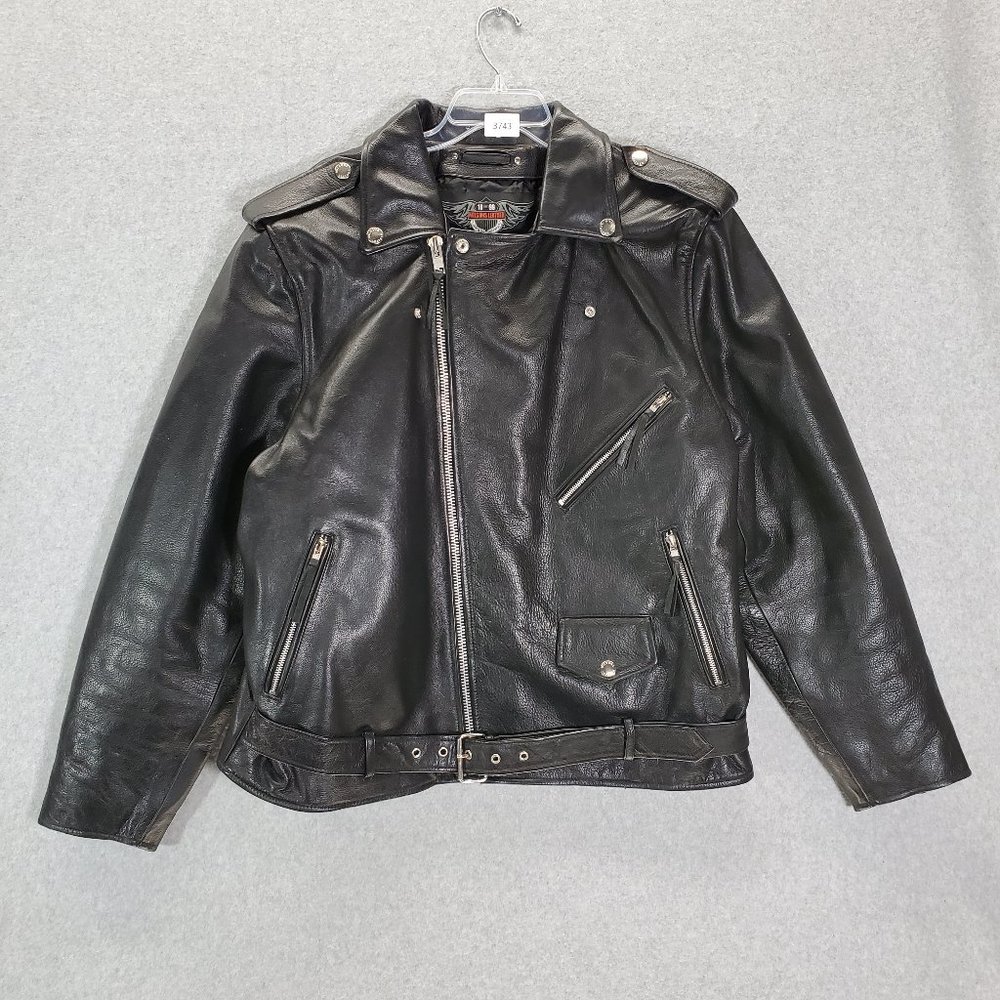 Wilsons Leather 2XL Genuine Leather Belted Motorcycle Jacket w/ Quilted Lining